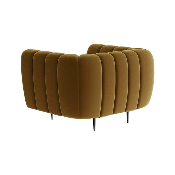 Fotoliu cu tapițerie din catifea Ghado Shel, galben închis - miere-image-3