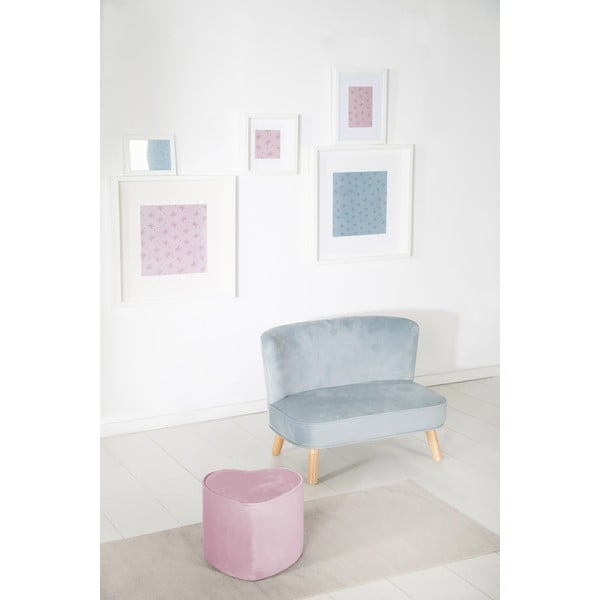 Puf pentru copii  roz deschis cu tapițerie din catifea Lil Sofa – Roba-image-2