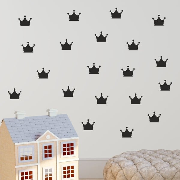 Set autocolante de perete North Carolina Scandinavian Home Decors Crown, negru