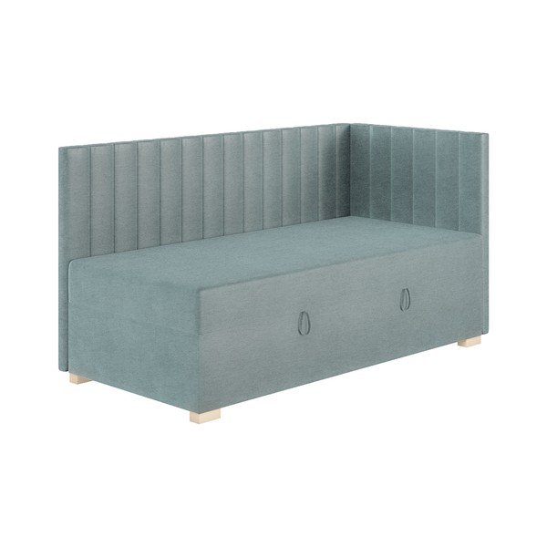 Pat pentru copii  albastru pe colț cu spațiu de depozitare cu saltea 90x200 cm Snugi – Ghado-image-3