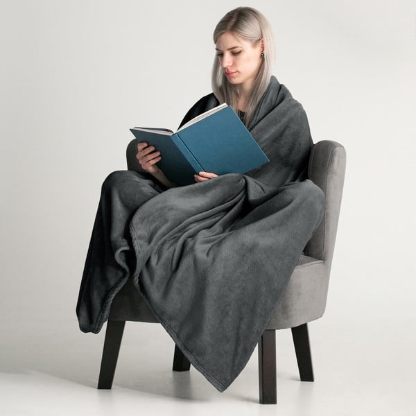 Pătură din microfibră DecoKing Mic, 200 x 220 cm, gri închis-image-1