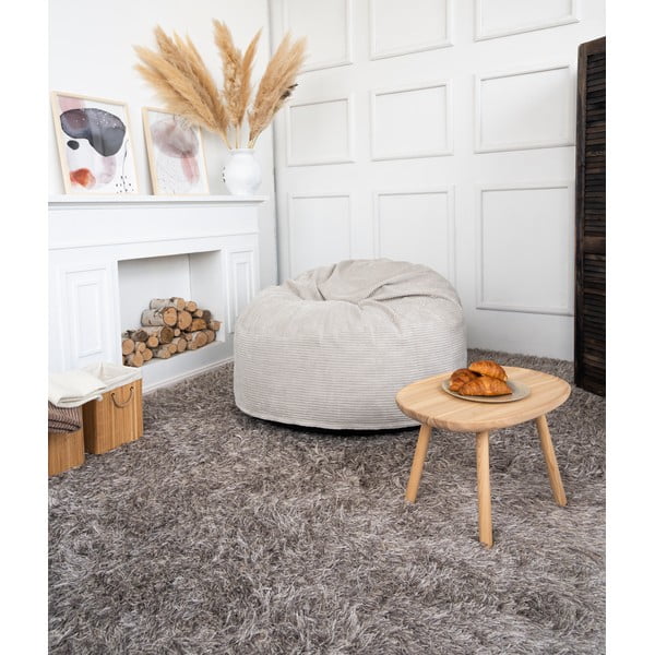 Fotoliu bean bag crem cu tapițerie din catifea reiată Om 110 – SLOWDOWN-image-1