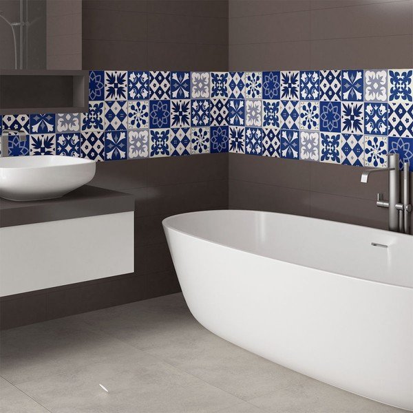 Set 9 autocolante de perete Ambiance Cement Tiles Linia, 10 x 10 cm-image-1