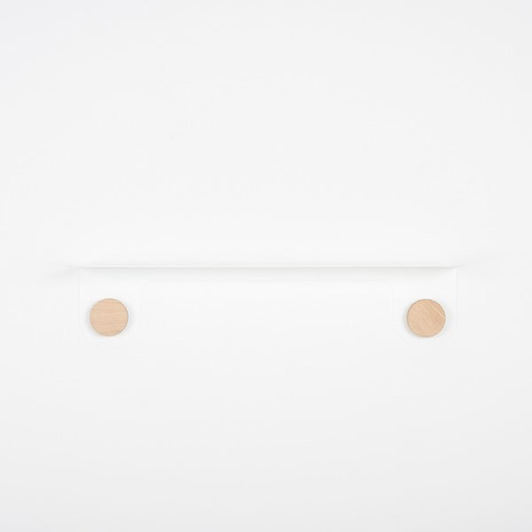 Raft de perete din oțel și detalii din lemn de stejar, cu 2 cârlige Gazzda Hook, lungime 60 cm, alb-image-2