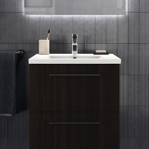 Dulap sub chiuvetă maro închis suspendat cu aspect de lemn de stejar 60x63 cm i.Life B – Ideal Standard-image-1
