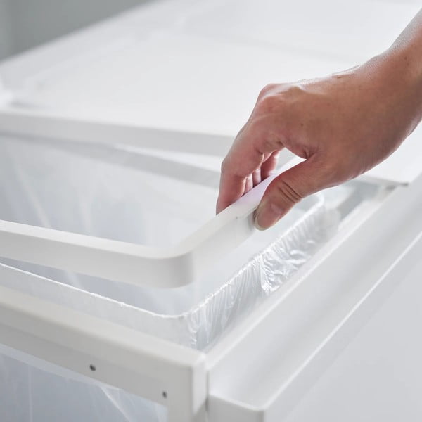 Coș de gunoi alb de reciclat din metal Tower – YAMAZAKI-image-4