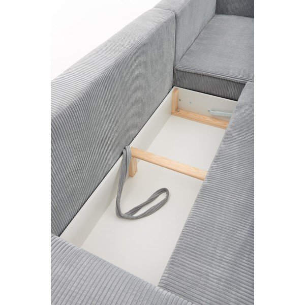 Colțar extensibil variabil cu tapițerie din reiat Bonami Selection Bowie, gri deschis-image-1