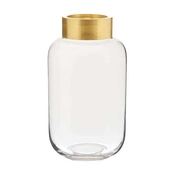 Vază din sticlă cu detaliu metalic auriu Westwing Collection Lori, înălțime 29 cm-image-2