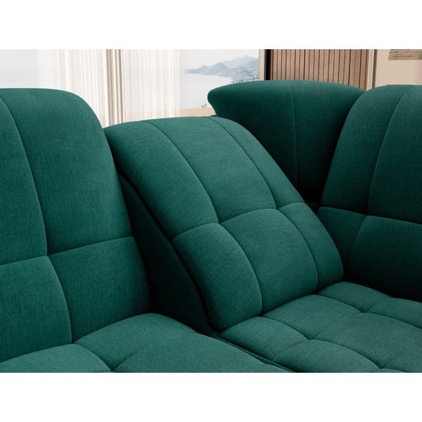 Colțar verde extensibil/cu spațiu de depozitare cu tapițerie din catifea (cu colț pe partea dreaptă/în formă de ”L”) Sado – ELTAP-image-1