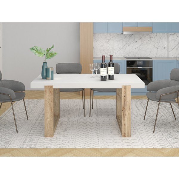 Masă de dining albă 90x160 cm Solid – Støraa-image-1