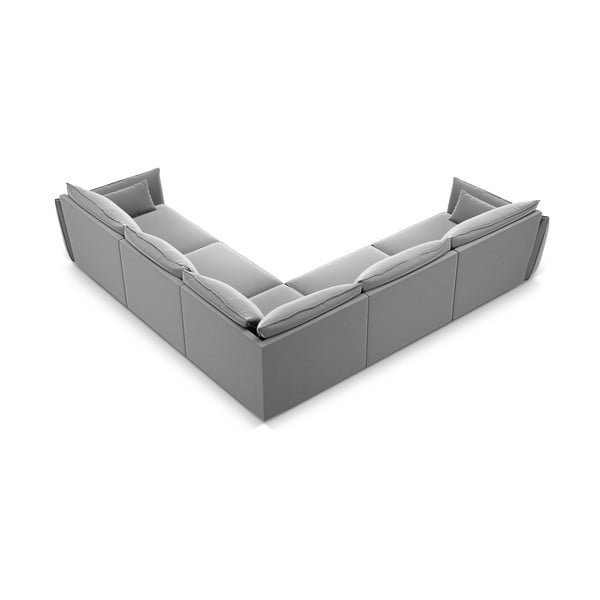 Colțar gri deschis cu tapițerie din catifea Vanda – Mazzini Sofas-image-3