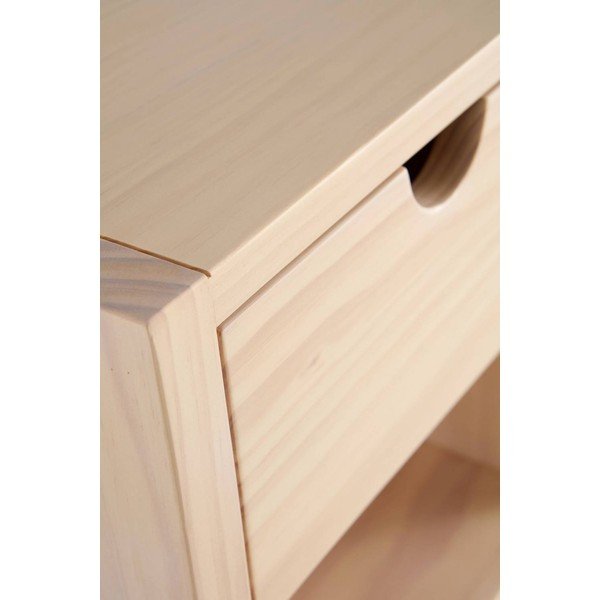 Noptieră în culoare naturală deschisă suspendată/cu rafturi din lemn de pin Arrie – Jotex-image-4