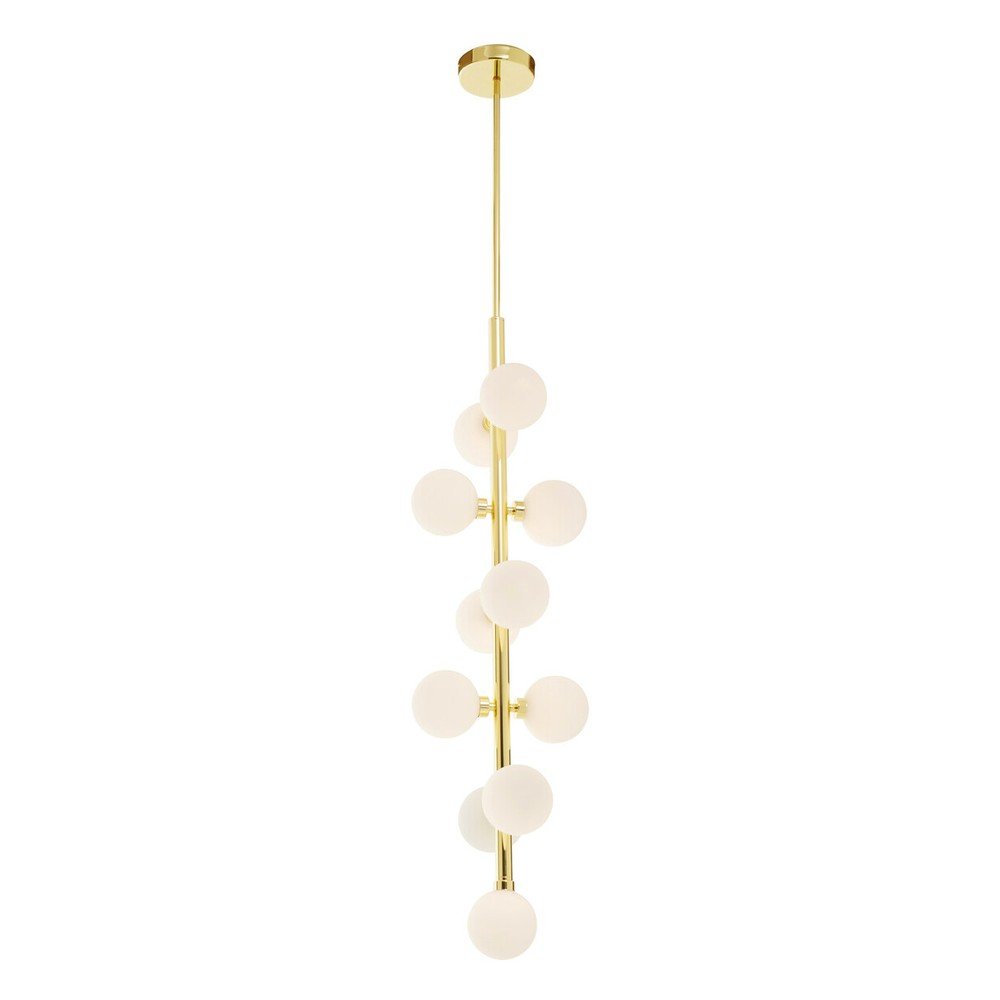 Lustră albă/aurie din metal cu abajur din sticlă ø 27 cm Trieste – Premier Housewares