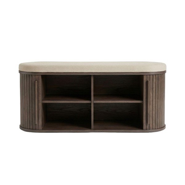 Bancă în culoare naturală închisă capitonată Meta – Unique Furniture-image-1