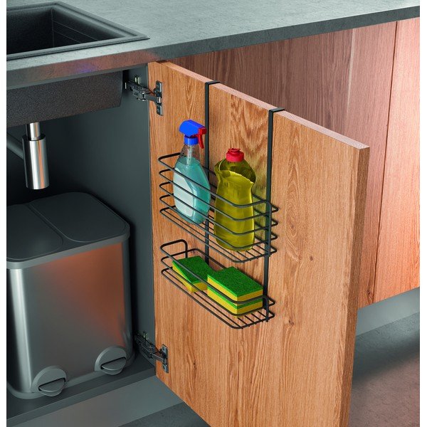 Raft metalic suspendat pentru bucătărie Metaltex Galileo Lava Double, negru-image-1