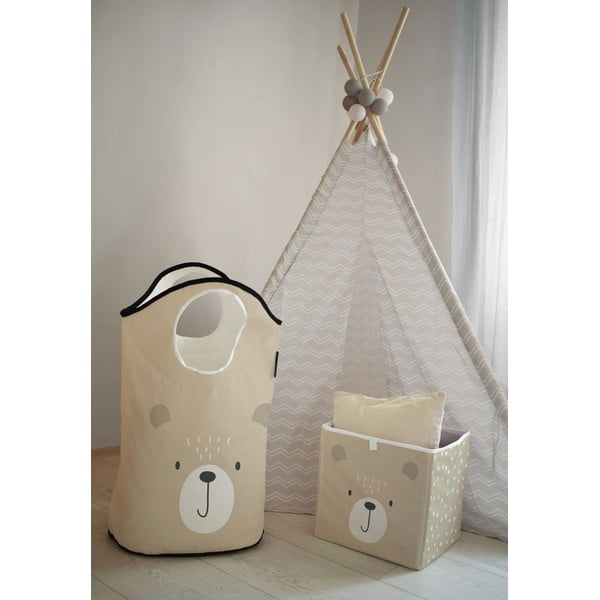 Cutie de depozitare pentru copii din țesătură bej Dots from the Forest - Butter Kings-image-1