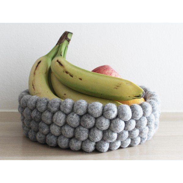 Coș depozitare cu bile din lână Wooldot Ball Basket, ø 28 cm, gri oțel-image-1
