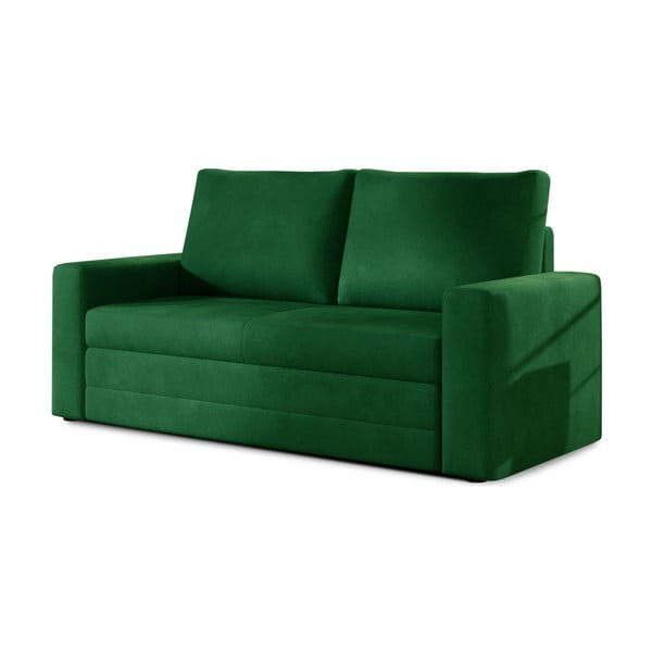 Canapea verde extensibilă/cu spațiu de depozitare cu tapițerie din catifea 151 cm Wave – ELTAP