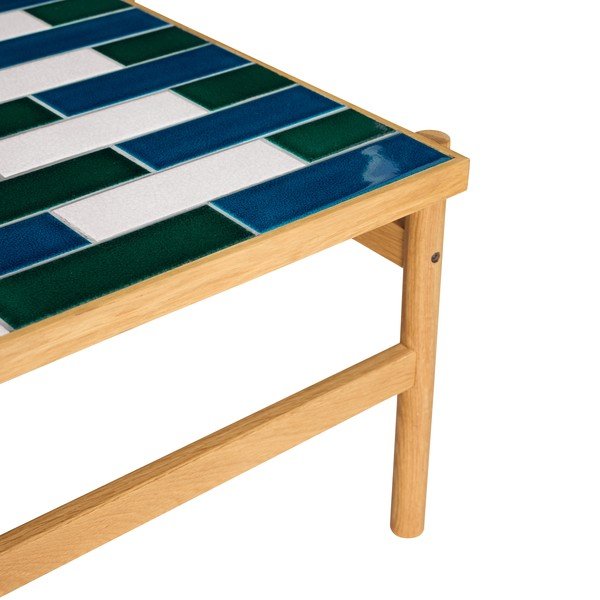 Măsuță de cafea alb-negru/în culoare naturală cu aspect de lemn de stejar 61x132 cm Motif – Hübsch-image-3