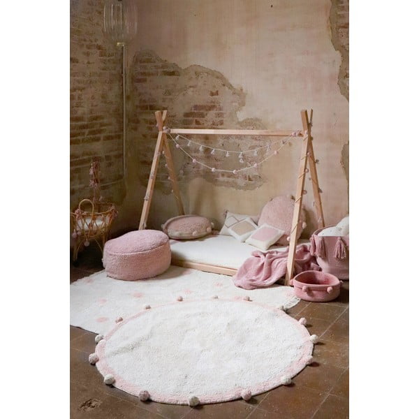 Covor pentru copii crem lavabil/țesut manual din bumbac ø120 cm Bubbly Vintage Nude – Lorena Canals-image-3