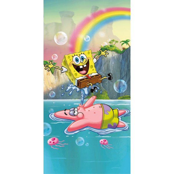 Prosop  pentru copii din bumbac 70x140 cm Sponge Bob "Tropical Duo" – Jerry Fabrics