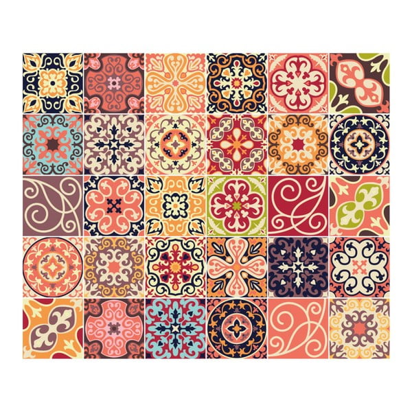 Set 30 autocolante de perete Ambiance Cement Tiles La Valette, 10 x 10 cm-image-2