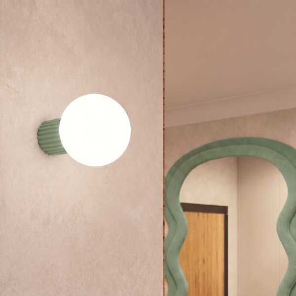 Aplică de perete verde salvie din sticlă opal ø 12 cm Orbital – Sollux-image-2