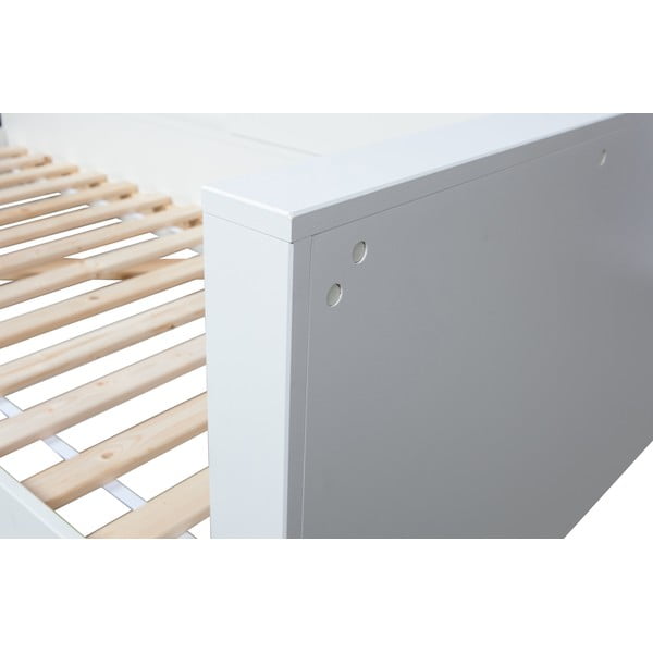 Pat single din lemn de pin WOOOD Connect, 90 x 200 cm, alb-image-4