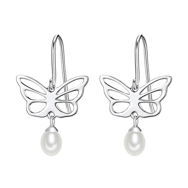 Cercei din argint cu perlă albă Chakra Pearls Butterfly
