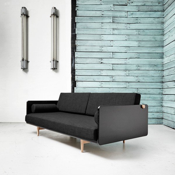 Canapea extensibilă Karup Deva Black/Raw Oak/Dark-image-1