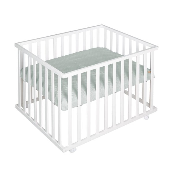 Țarc pentru copii alb cu roți 100x75 cm Style – Roba