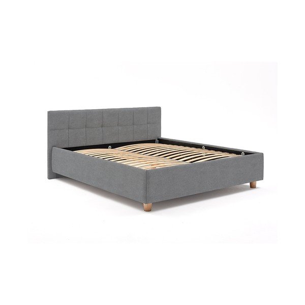 Pat dublu cu spațiu pentru depozitare și somieră ProSpánek Leda, 180 x 200 cm, gri-albastru-image-2