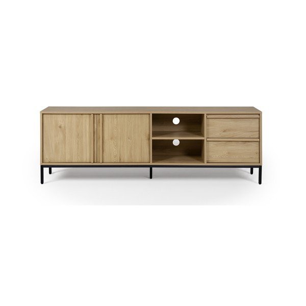 Comodă TV în culoare naturală cu aspect de lemn de stejar 180x59x40 cm Luc – Marckeric