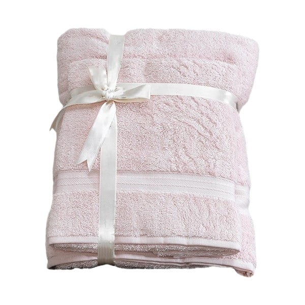 Prosoape de baie roz-deschis 2 buc. din bumbac din frotir – Foutastic