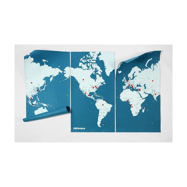 Hartă a lumii de perete Palomar Pin World XL, 198 x 124 cm, albastru