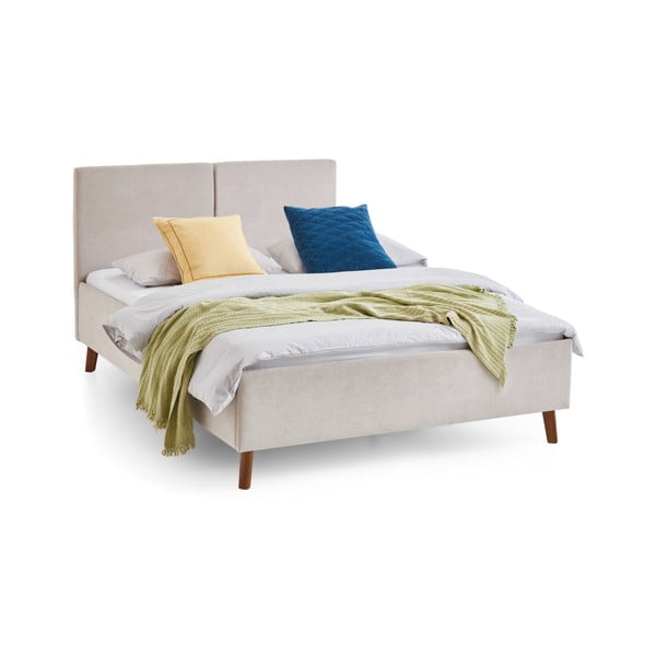 Pat matrimonial bej tapițat cu somieră 140x200 cm Piano – Meise Möbel-image-4