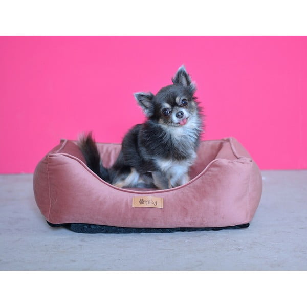 Pătuț pentru animale de companie, de catifea, roz 55x42 cm Royal - Petsy-image-1