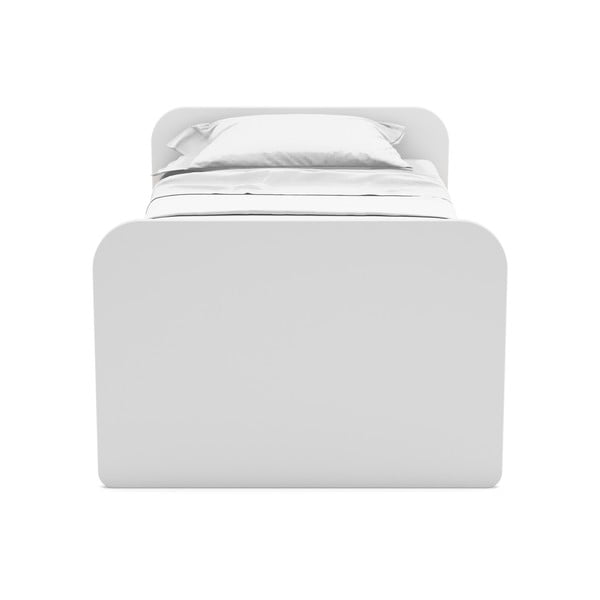 Pat pentru copii  alb cu extensie suplimentară cu aspect de lemn de pin cu spațiu de depozitare cu somieră 90x200 cm Esteban – Marckeric-image-1