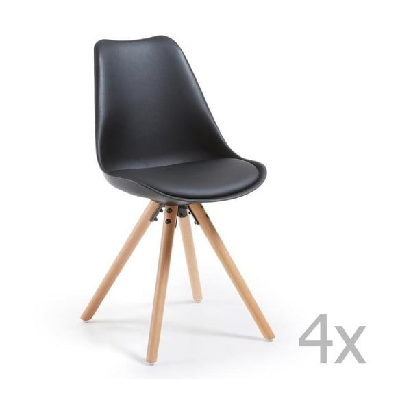 Set 4 scaune cu picioare din lemn La Forma Lars, negru