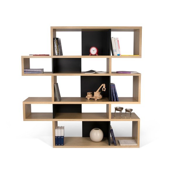 Bibliotecă cu detalii negre mate TemaHome London, 34 x 160 cm, maro-image-3