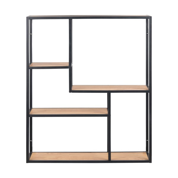 Bibliotecă de perete neagră/în culoare naturală cu aspect de lemn de stejar 75x91 cm Seaford – Actona