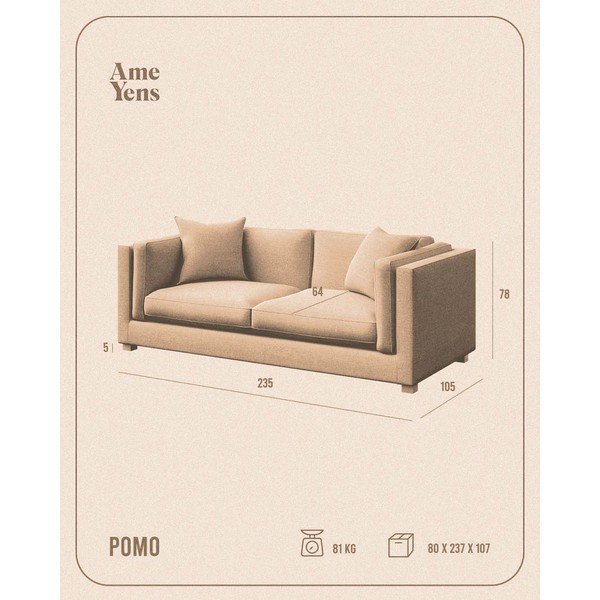 Canapea bej 235 cm Pomo – Ame Yens-image-4