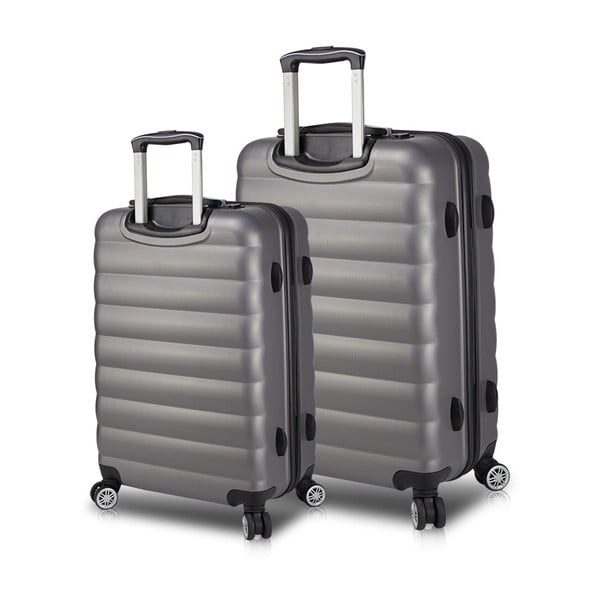Set 2 valize cu roți și port USB My Valice RESSNO Large & Medium, gri