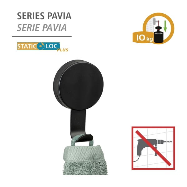 Set 2 cârlige pentru prosoape Wenko Pavia, negru-image-1