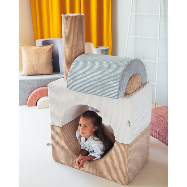 Teren de joacă din spumă crem 3 buc. din catifea reiată înălțime 37 cm 75x49 cm Rainbow Montessori – Wigiwama-image-4