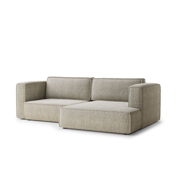 Colțar bej extensibil/cu spațiu de depozitare cu tapițerie din chenille (cu colț pe partea dreaptă/cu șezlong) Velto – Maison de Rêve