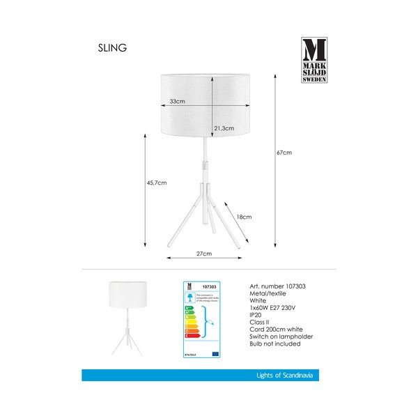 Veioză Markslöjd Sling, alb-image-2