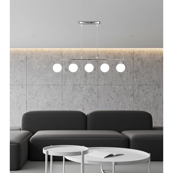 Lustră argintie cu abajur din sticlă 10x82 cm Oden – Candellux Lighting-image-1