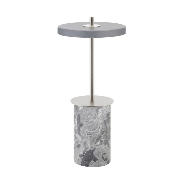 Veioză gri LED cu intensitate reglabilă din marmură cu abajur din metal (înălțime 25,5 cm) Asteria Move Mini – UMAGE