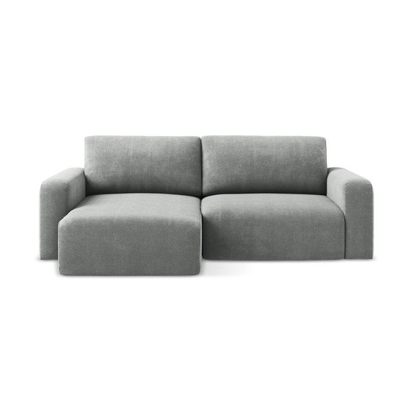 Colțar gri extensibil/cu spațiu de depozitare cu tapițerie din chenille (cu colț pe partea stângă/cu șezlong) Kona – Makamii